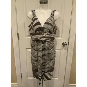 BCBG Max Azria Brown & White Cocoa Combo Geometric Patterned Dress, Size 12 (US)